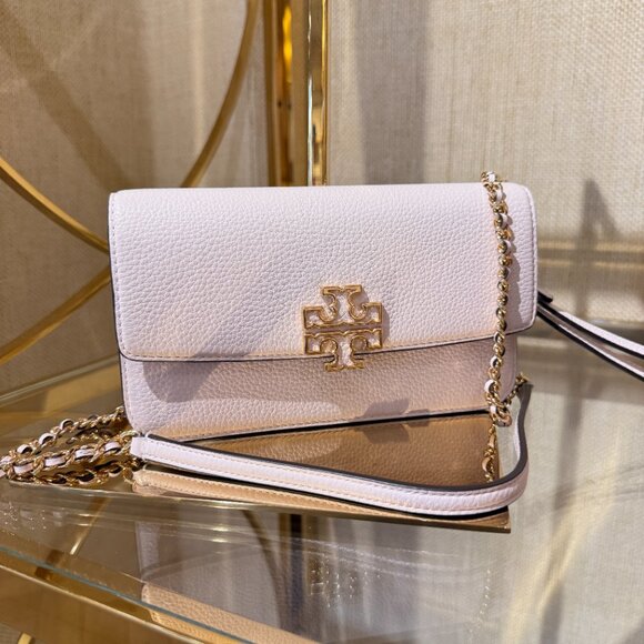 Best Price Tory Burch 141012 Britten Small Chain Wallet Wristlet DELICATE PINK - Picture 16 of 16